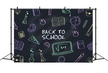 Toile de Fond de Tableau Noir avec Outils d'Étude pour la Rentrée Scolaire BRP7-48
