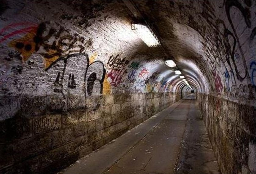 Graphic Dirty Pedestrian Wall Tunnel Building Backdrop For Photography