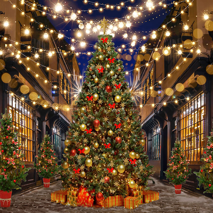 Toile de fond de célébration du nouvel an arbre de Noël D1000