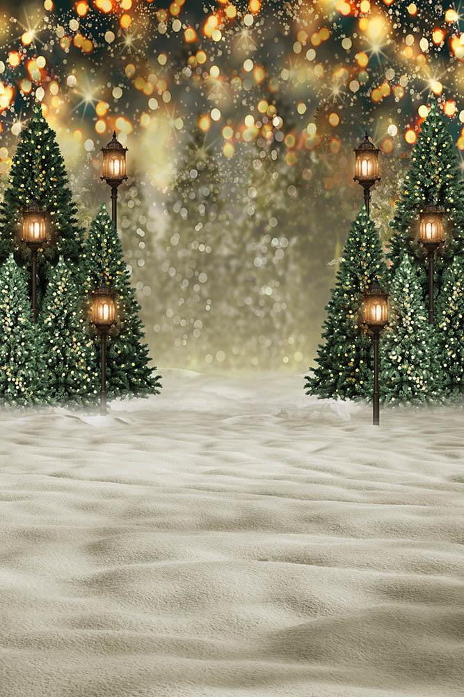 Toile De Fond Des Arbres De Noël Fond Neigeux Pour Séance Photo G-1441