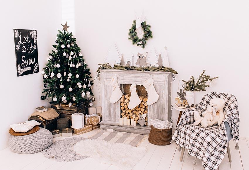 Toile De Fond Maison Décoré Chaud Pour La Photographie De Noël Gx-1040