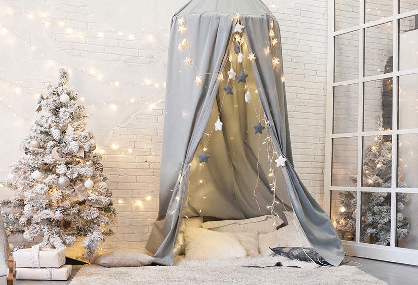 Fond De Tente D'Arbre De Noël Blanc Pour Noël Gx-1059