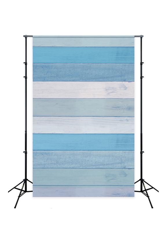Toile de fond de photographie de mur en bois bleu pour la fête J04153