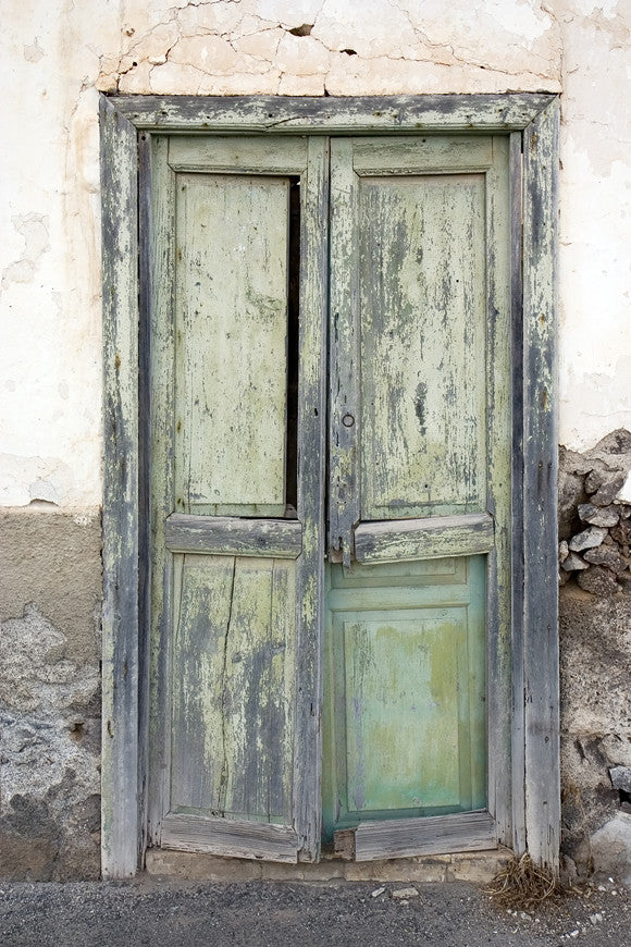 Cyan Vieille Porte en Bois Rétro mur Cassé Toile de Fond Photo KAT-137