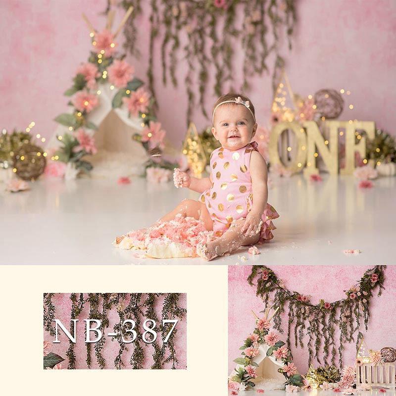 Fleur rose beaux décors muraux nouveau-né pour la photographie NB-387