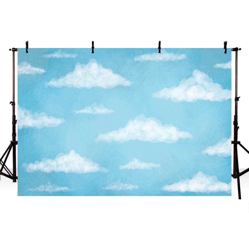 Beau Ciel Bleu Et Fond De Nuages Blancs Pour La Photographie Nouveau-Né Nb-367