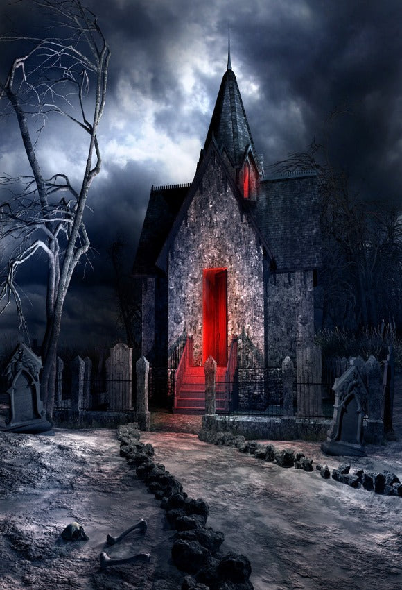 Halloween Creepy Tree Bones Dark Backdrop for Photography