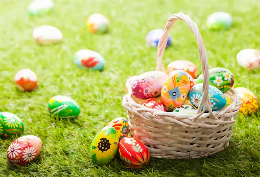 Colorful Easter Eggs Green Grass Backdrop for Easter Day Photography SH022