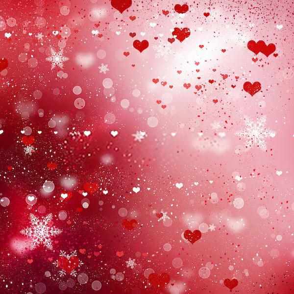 Bokeh Love Hearts Snowflake Valentine's Day Backdrop SH578