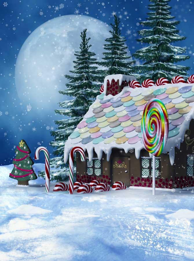 Christmas Gingerbread House Backdrop for Photo Booth