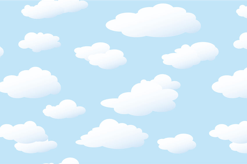 Toile de Fond de Dessin Animé de Nuages Blancs de Ciel Bleu pour la Photographie d'Enfants lv-1094