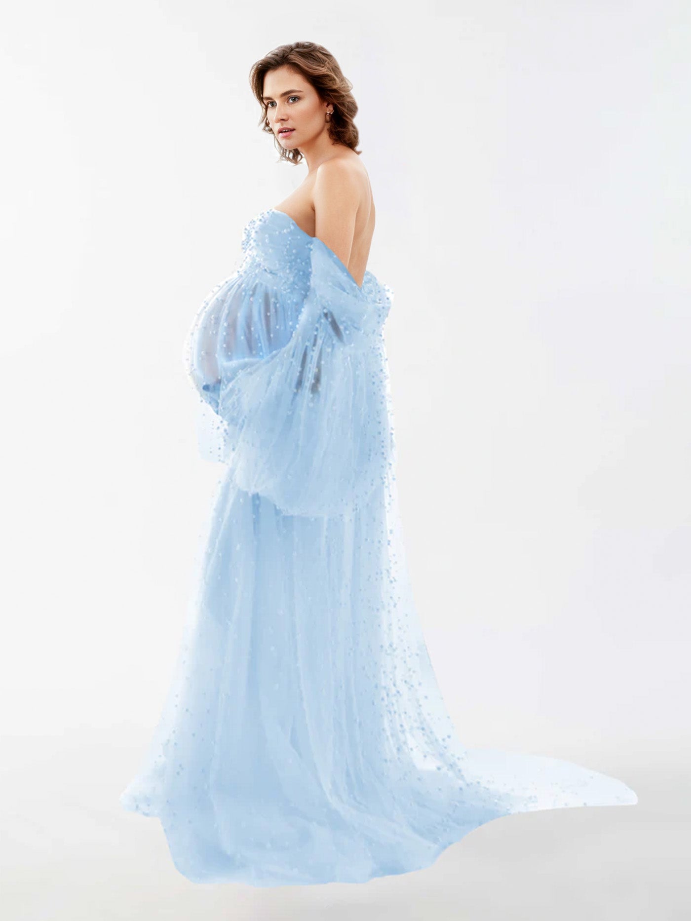 Robe en tulle perlé pour la photographie de maternité RB1