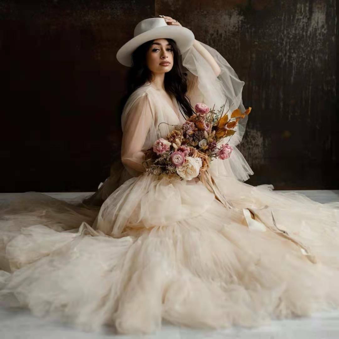 Robe de Maternité en Tulle de Princesse Doux et Magnifique en A-ligne RB17