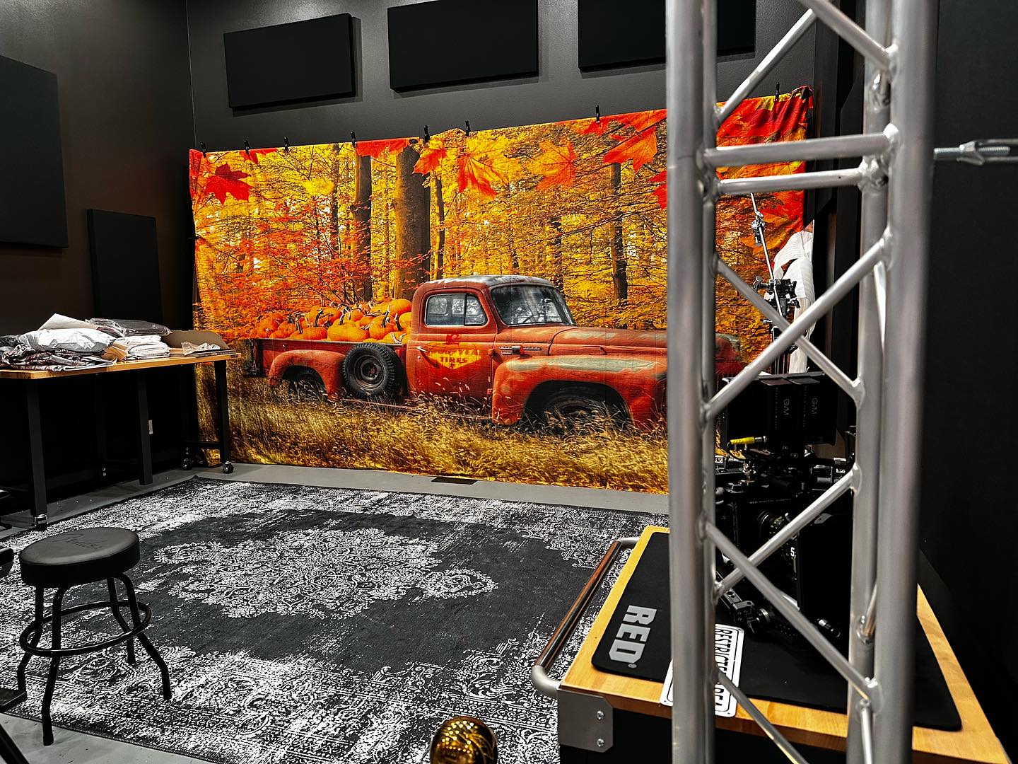 Toile de fond de Thanksgiving de camion de citrouille de récolte d'automne D864