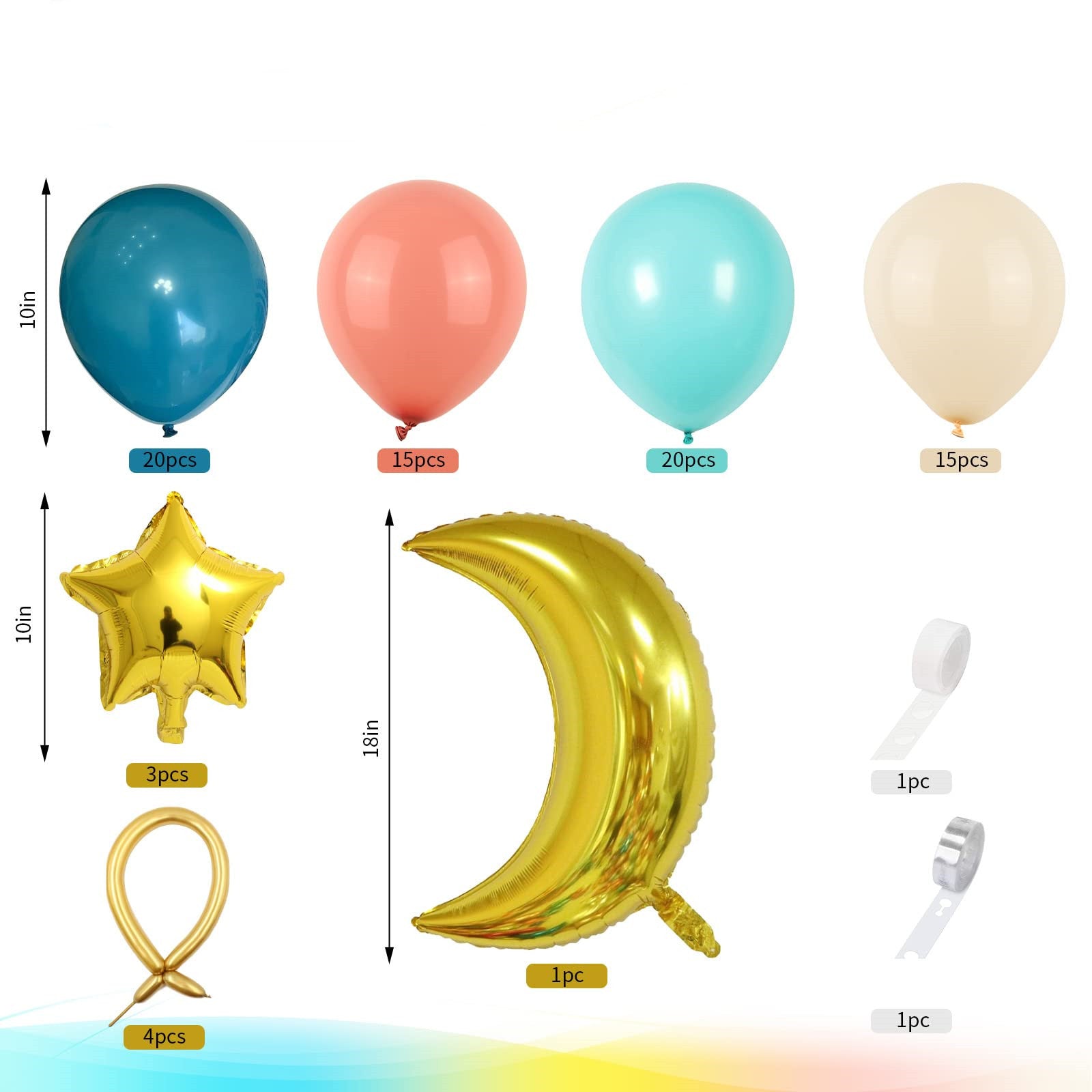 Chaîne de Ballons Étoile Vintage Bleu Poudré pour Anniversaire BA11