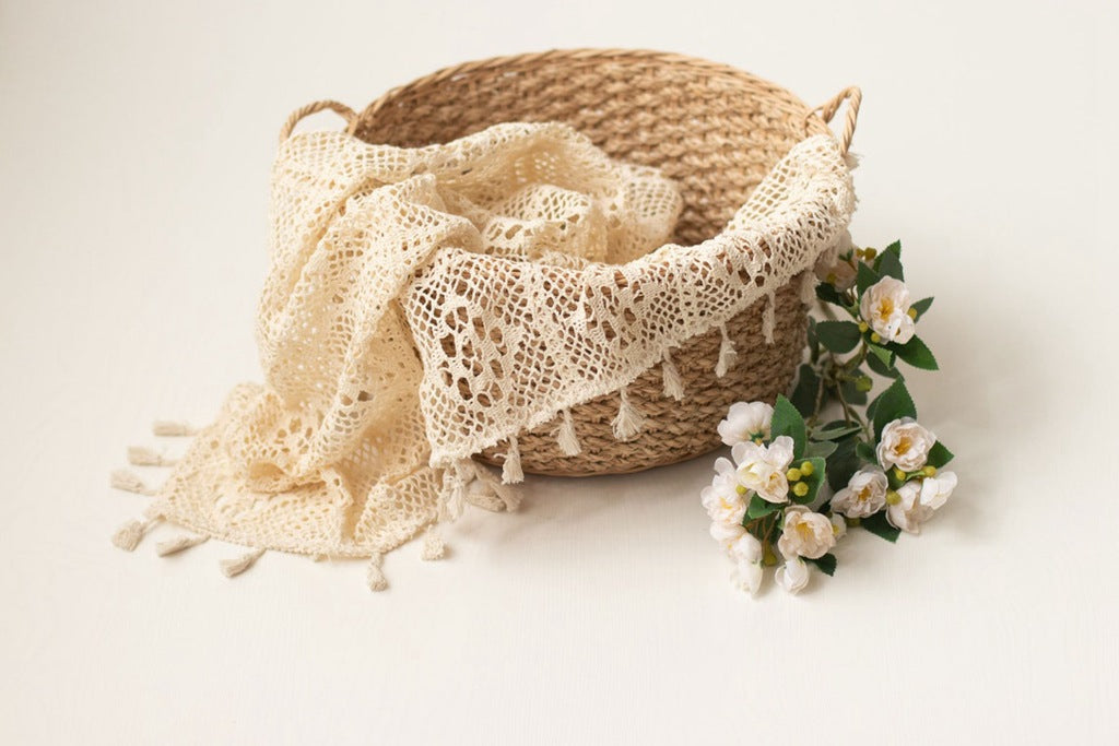 Couverture tricotée Boho pour la photographie de nouveau-nés CL12