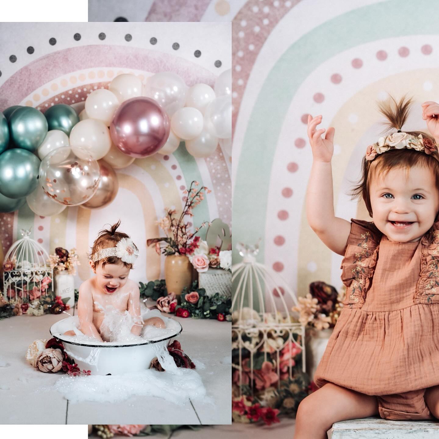 Boho arc-en-ciel enfants bébé séance photo toile de fond D769