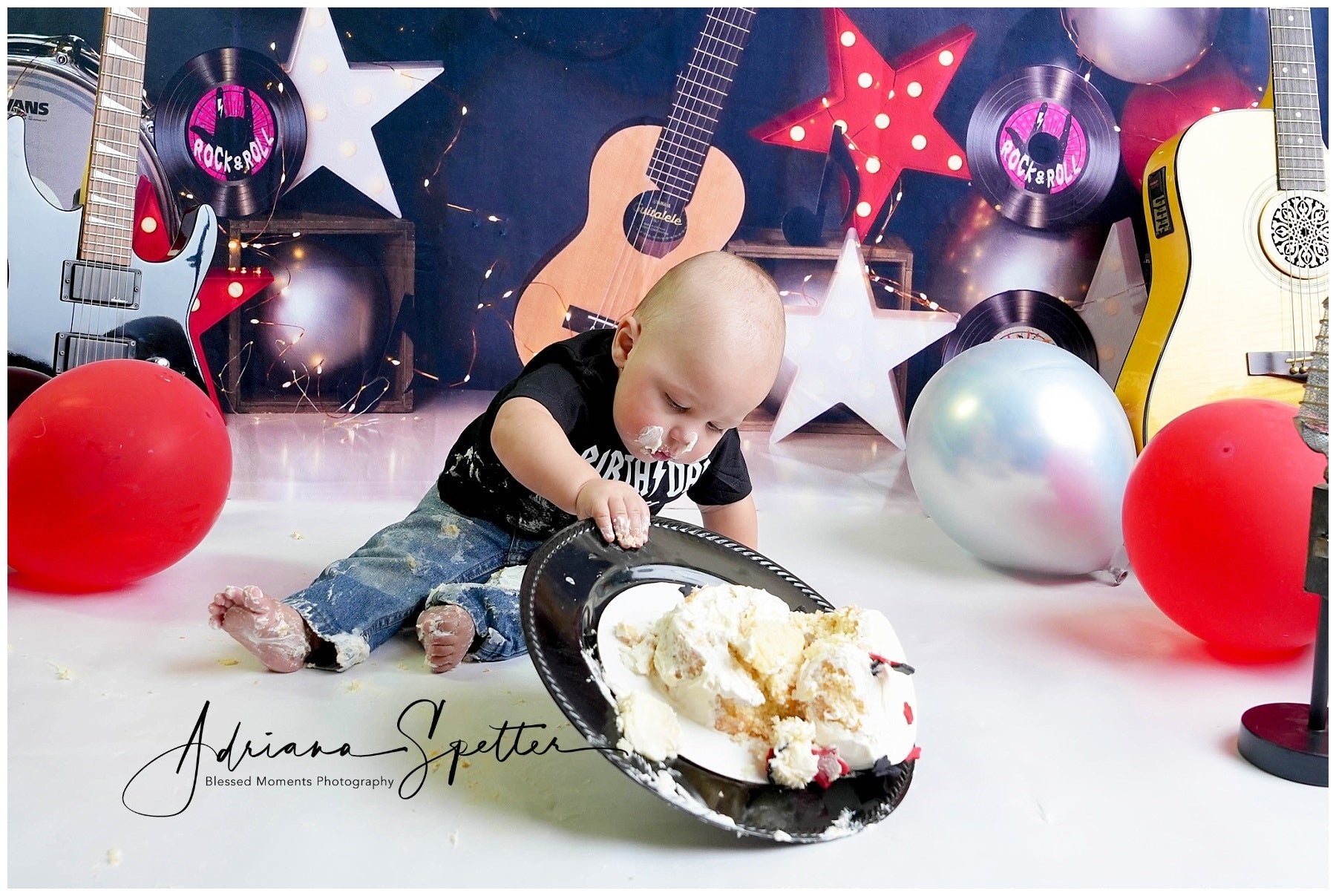Fonds pour gâteau d'anniversaire Musique Fête Ballons Fond photo d'anniversaire MRR10-51