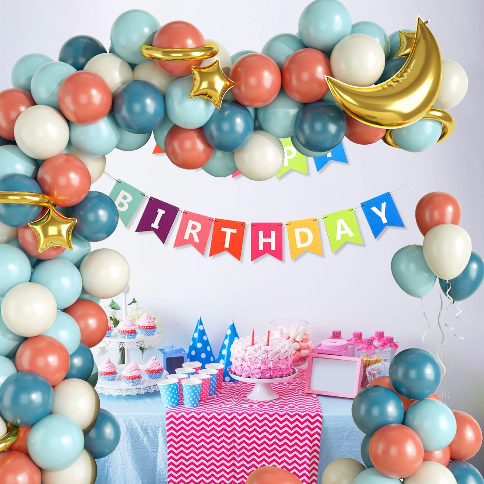 Chaîne de Ballons Étoile Vintage Bleu Poudré pour Anniversaire BA11