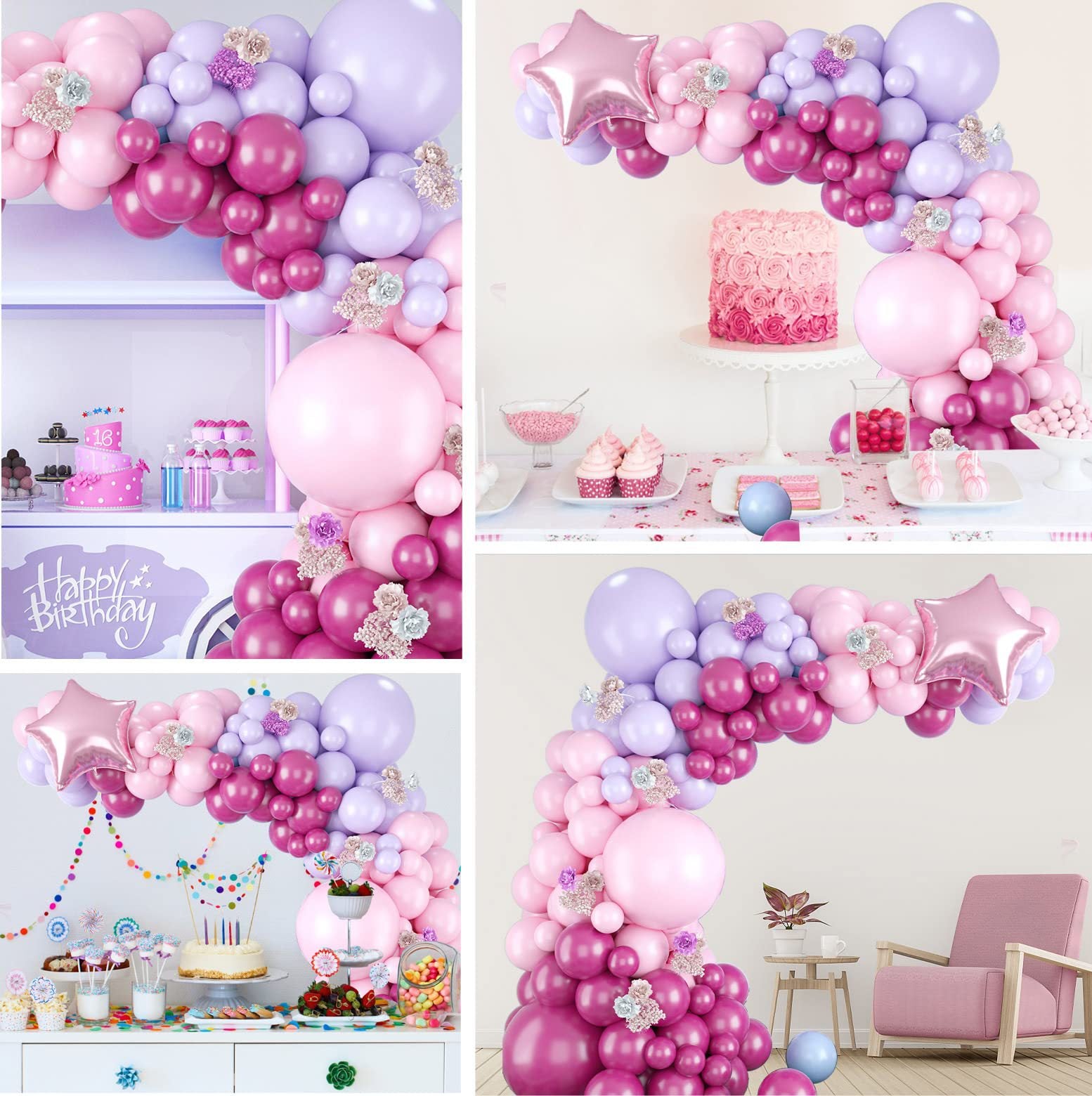 Chaîne de Ballons Macaron Pentagramme Rose Gold BA17