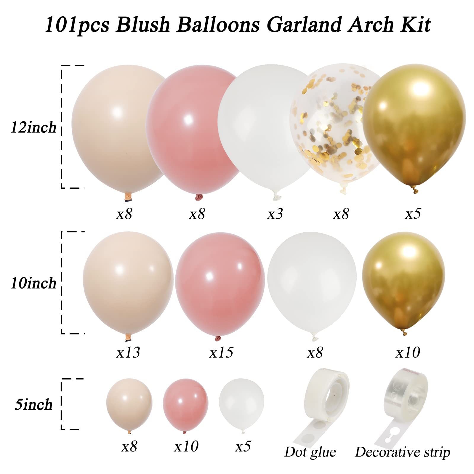 Chaîne de Ballons Or Vintage pour Mariage ou Anniversaire BA8