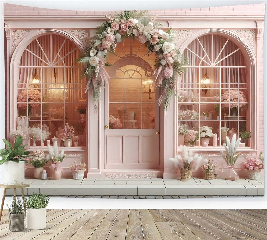 Toile de Fond St-Valentin Fenêtre Boutique de Fleurs BRP1-151