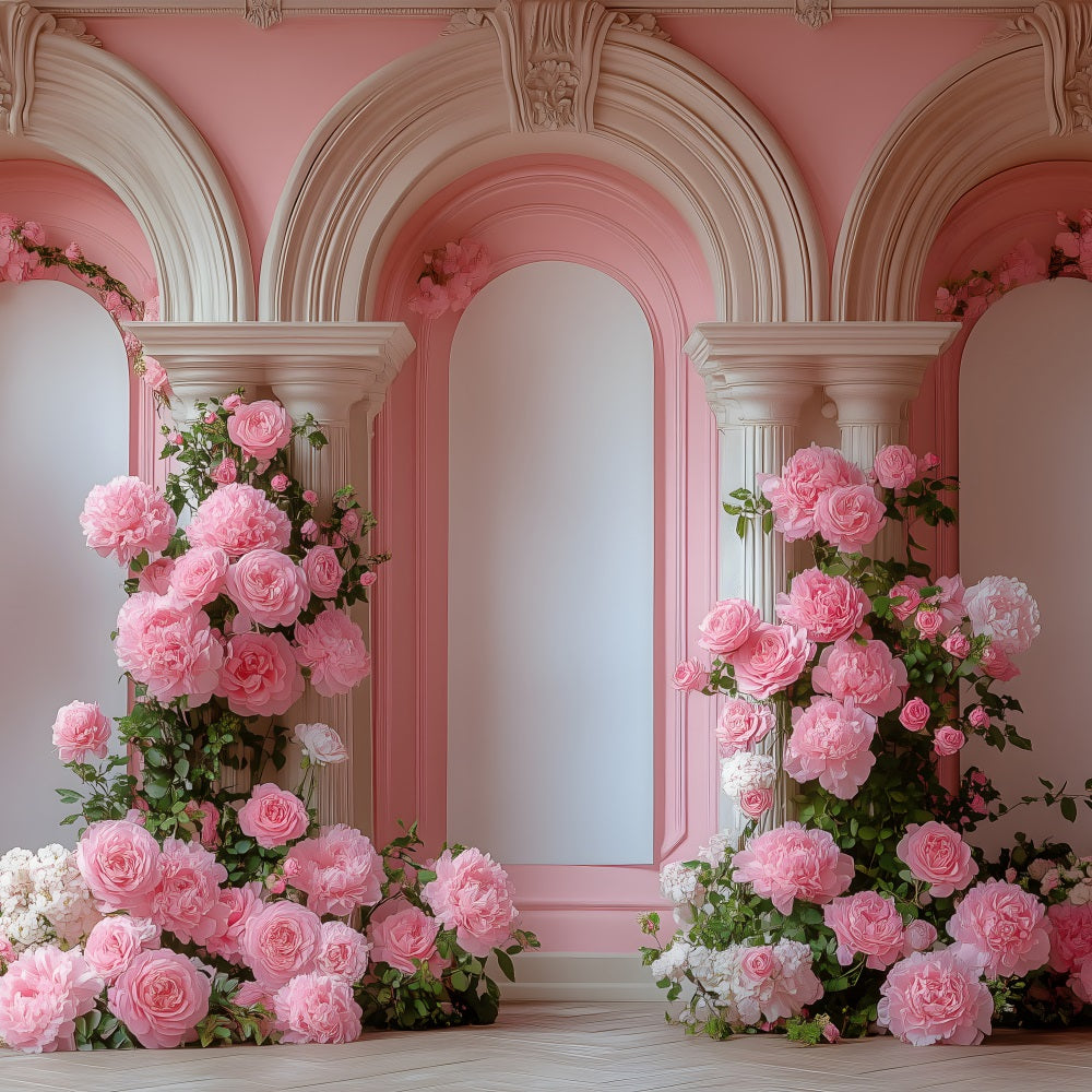 Toile de Fond Photo Saint Valentin Arche Fleurie Rose BRP1-152
