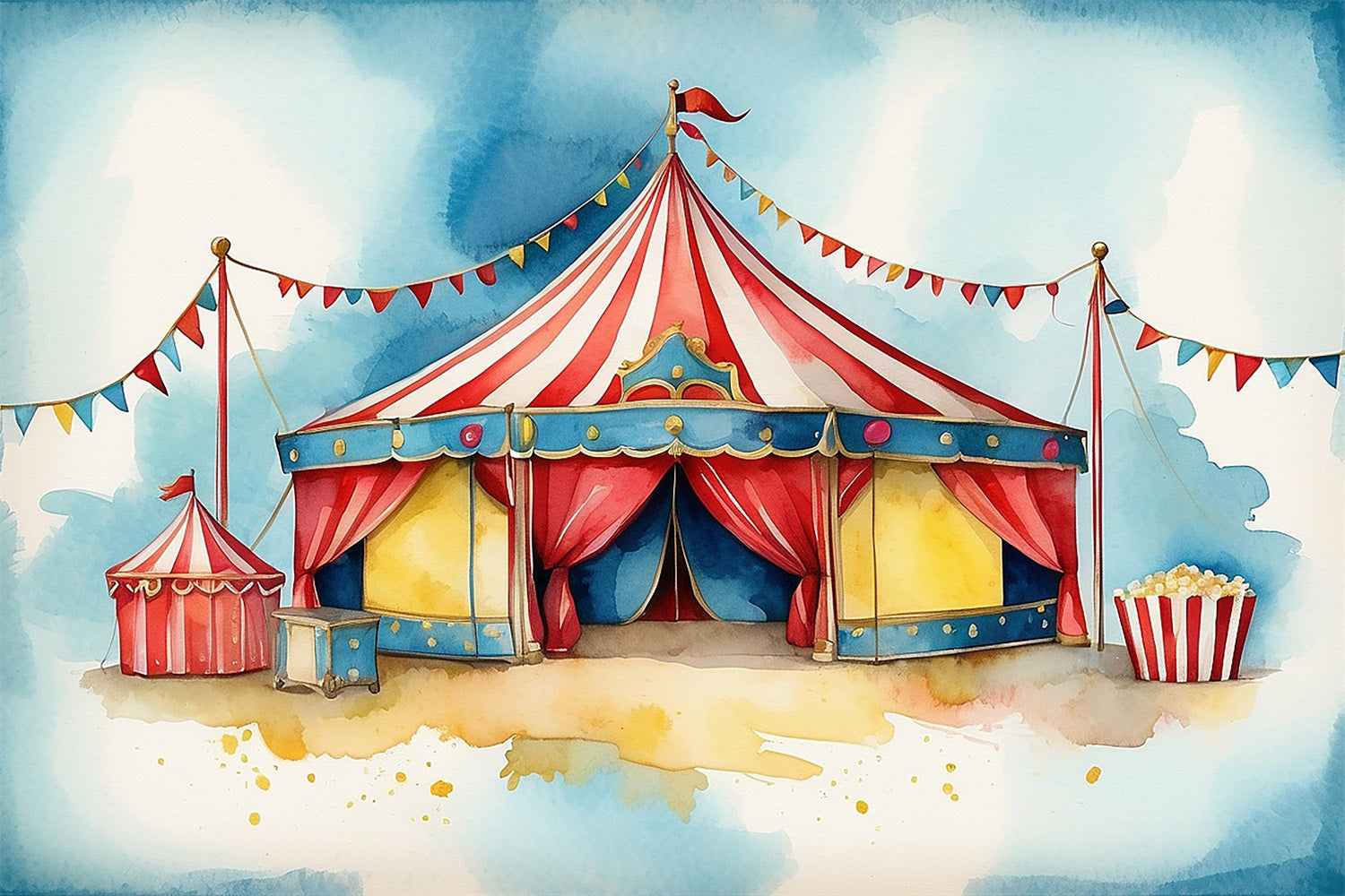 Toile de Fond Cirque Stand de Popcorn Fête Foraine BRP1-171