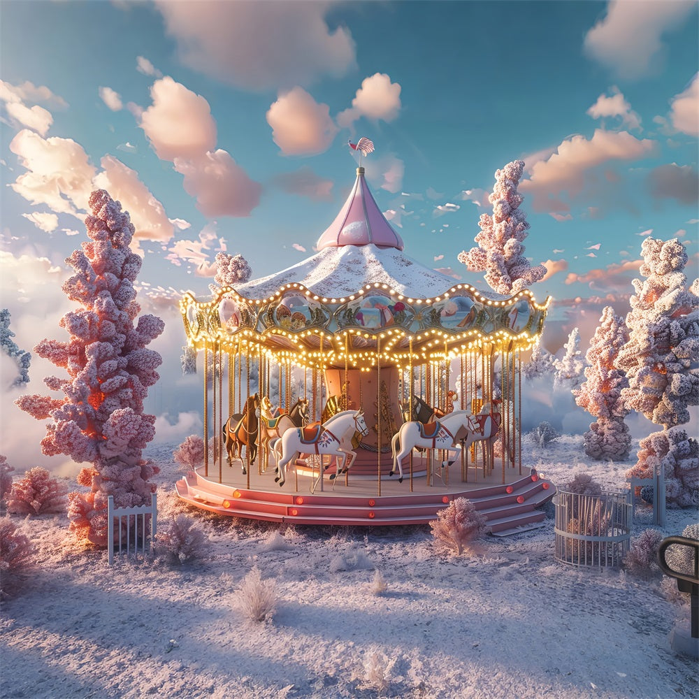 Toile de Fond Carnaval Scène Neigeuse Carrousel BRP1-188