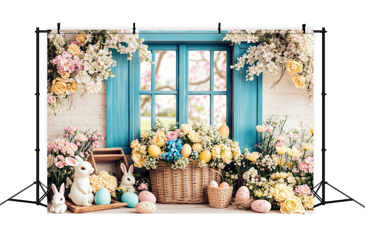 Toile de fond Pâques Œufs Fenêtre Florale Printanière BRP1-216