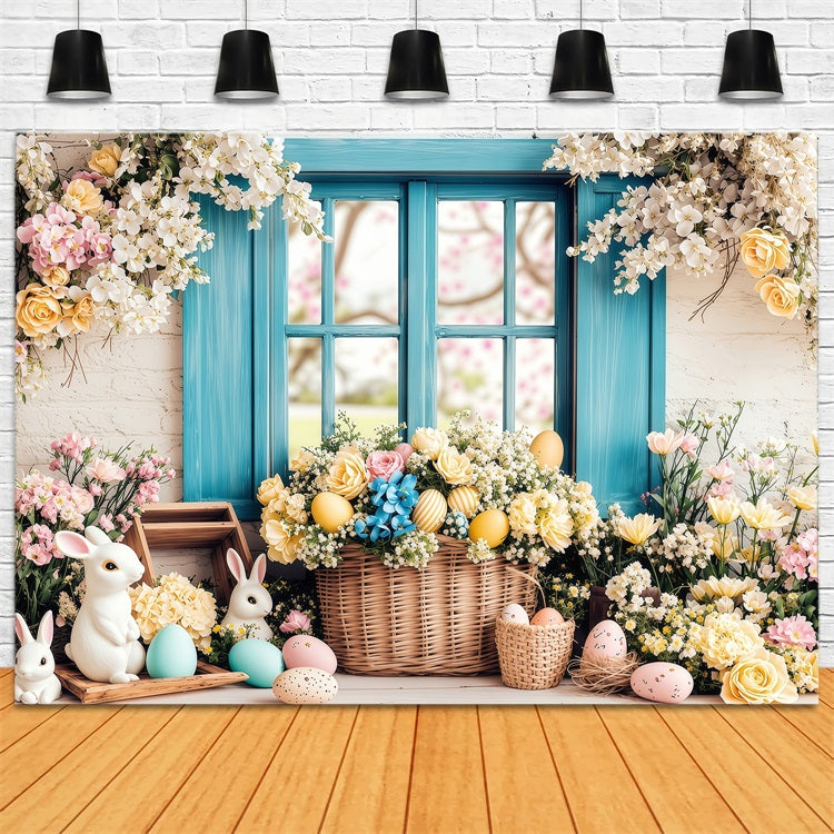 Toile de fond Pâques Œufs Fenêtre Florale Printanière BRP1-216