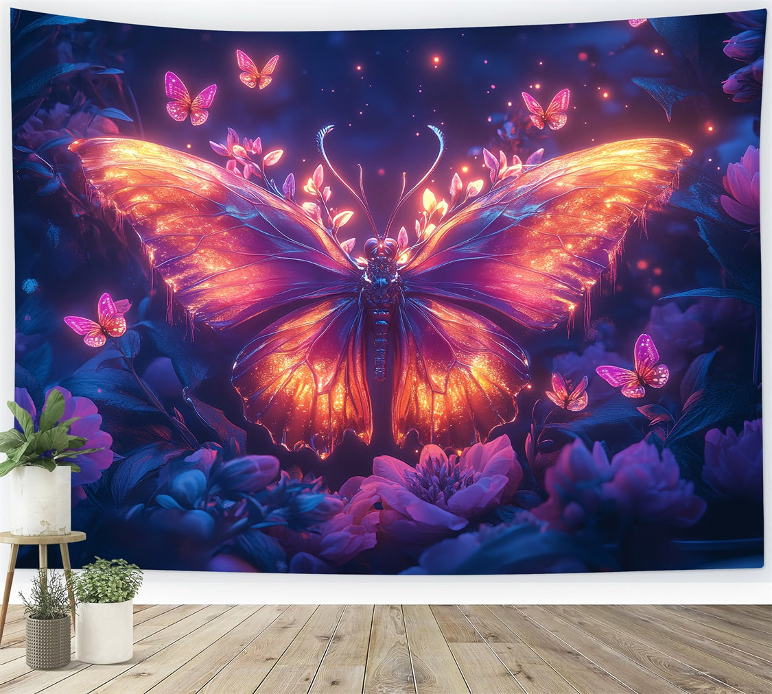 Toile de fond Printemps Floral Rêve Éclairé Papillons BRP1-22