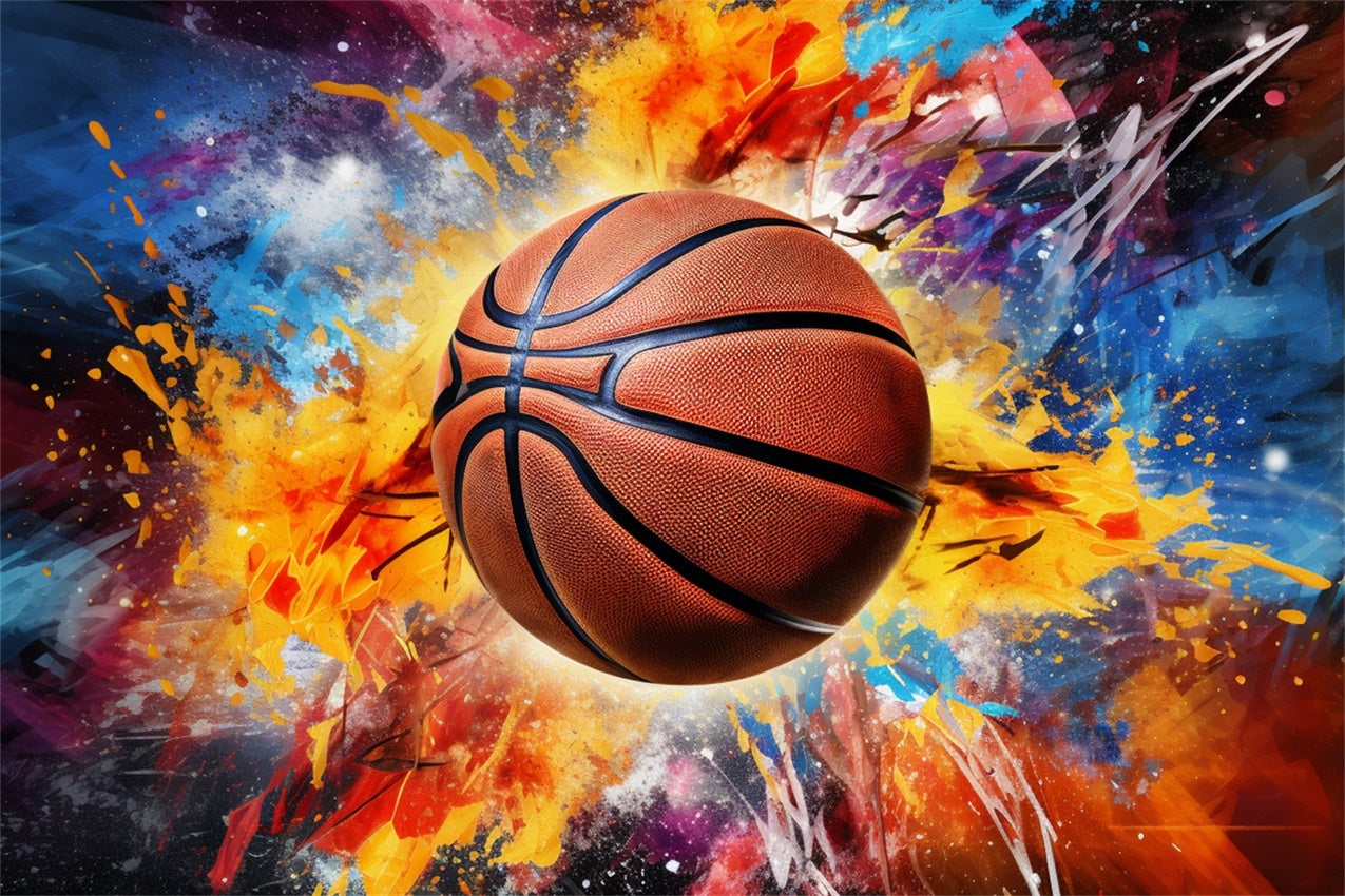Toile de fond Ballon Basket Couleurs Explosives Vibrantes BRP1-332