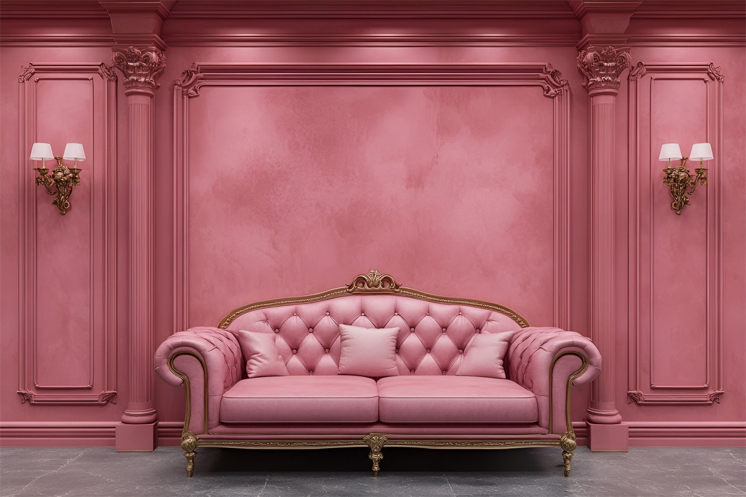 Fond Boudoir Luxueuse Canapé Rose Vintage BRP1-441