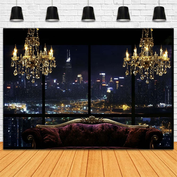 Toile de fond Boudoir Paysage Urbain Soirée Canapé BRP1-449