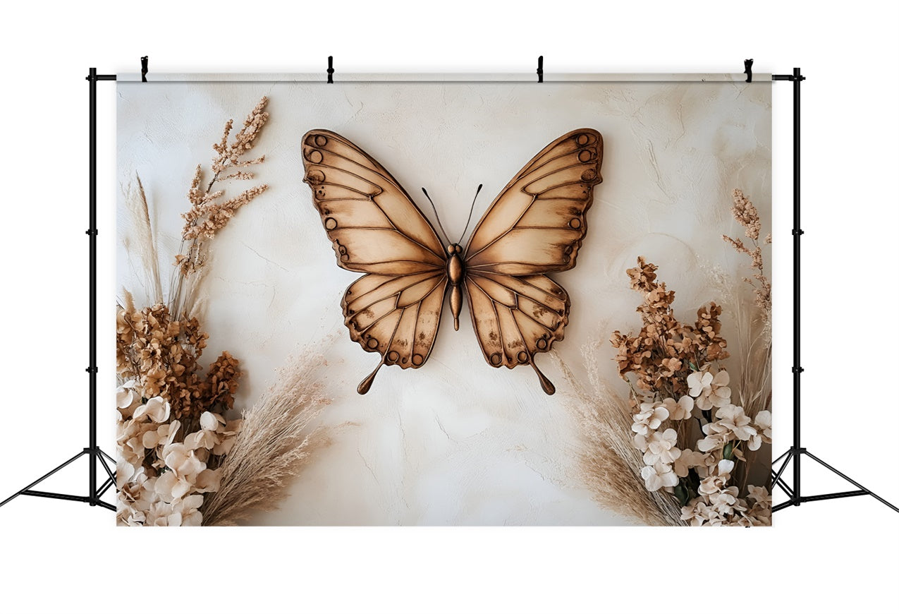 Toile de fond Boudoir Papillon Vintage Fleurs Séchées BRP1-452