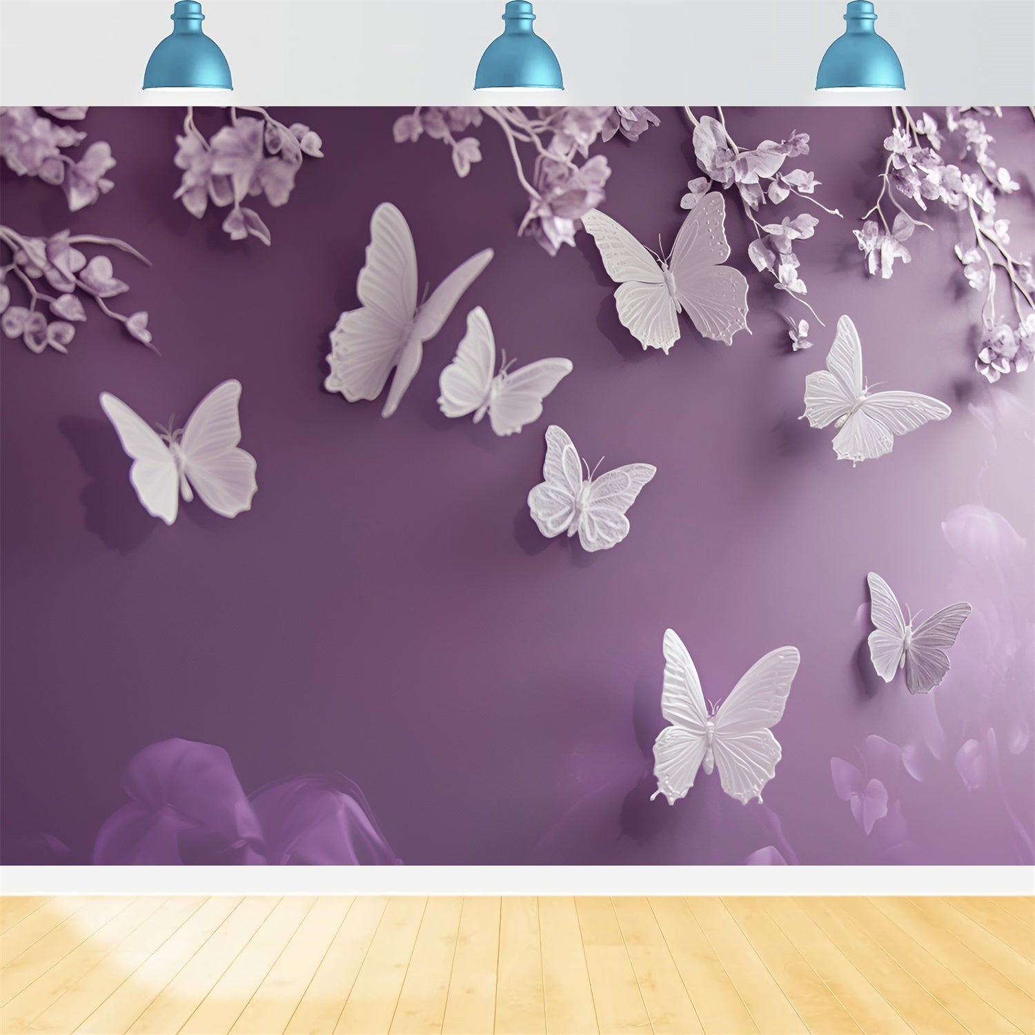 Toile de fond Boudoir Orchidée Délicate Papillon BRP1-456