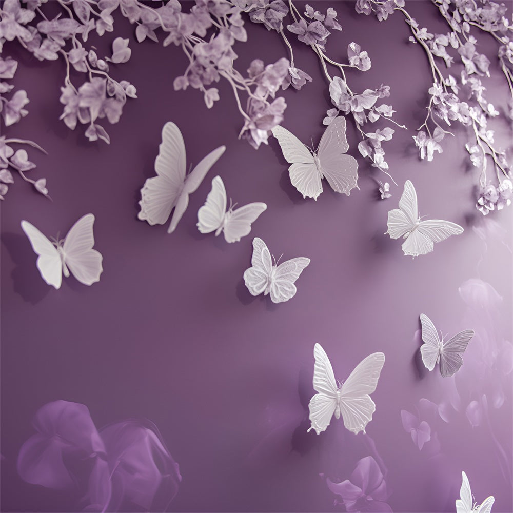 Toile de fond Boudoir Orchidée Délicate Papillon BRP1-456