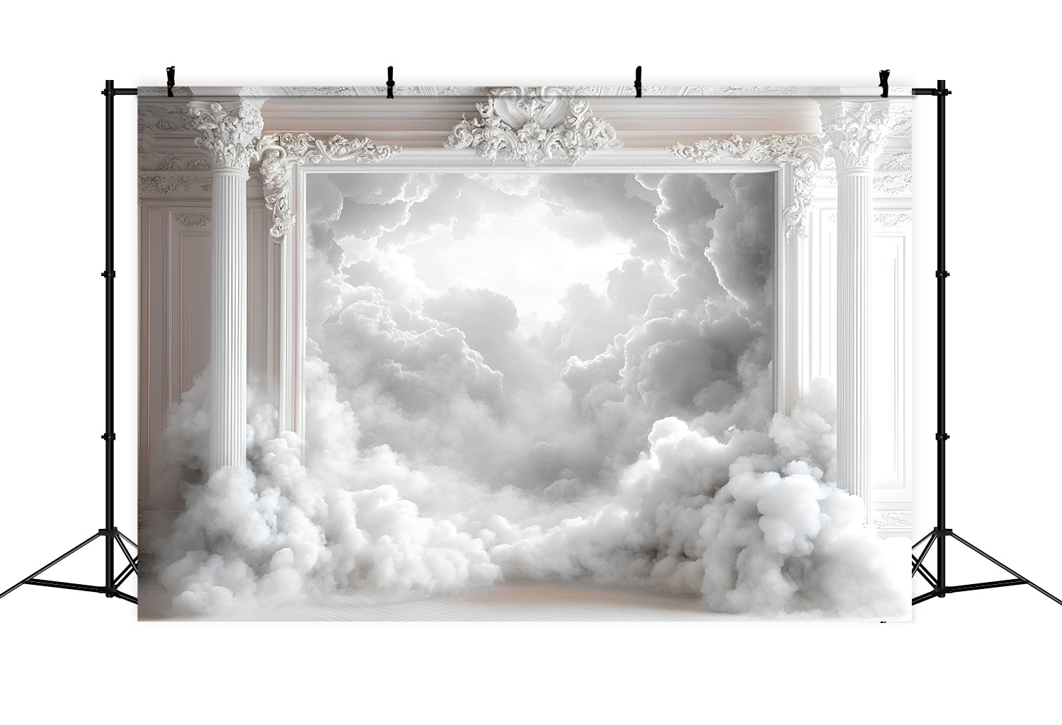 Toile de fond Boudoir Colonnes Blanches Élégantes Nuage BRP1-460