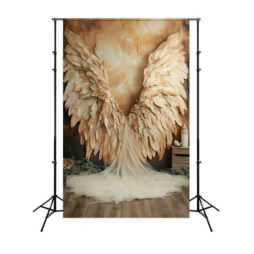 Toile de fond Photographique Boudoir Plume Dorée Angélique BRP1-465