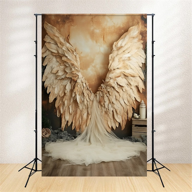 Toile de fond Photographique Boudoir Plume Dorée Angélique BRP1-465