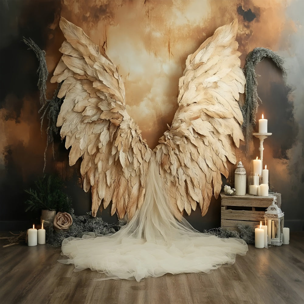 Toile de fond Photographique Boudoir Plume Dorée Angélique BRP1-465