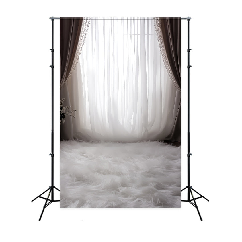 Fond Boudoir Élégance Vintage Rideaux Fourrure BRP1-468