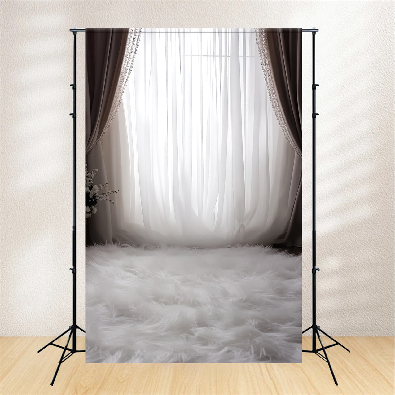 Fond Boudoir Élégance Vintage Rideaux Fourrure BRP1-468