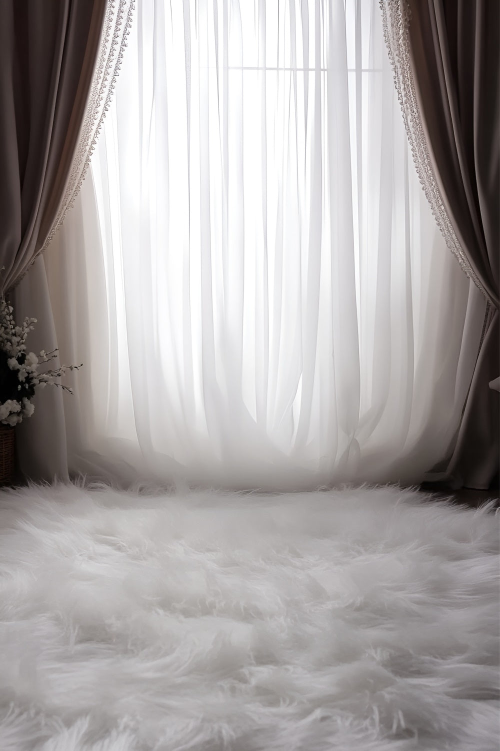 Fond Boudoir Élégance Vintage Rideaux Fourrure BRP1-468