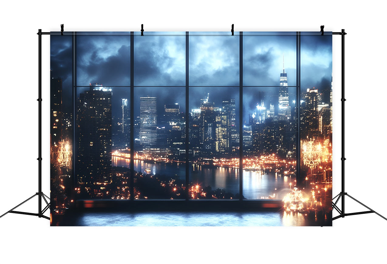 Toile de fond Boudoir Paysage Urbain Nuit Fenêtre BRP1-471