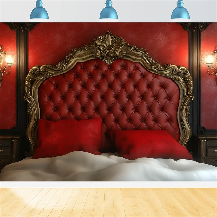 Toile de fond Boudoir Tête de Lit Baroque Rouge BRP1-484