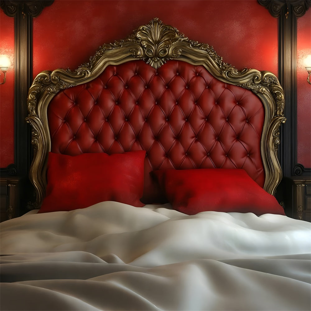 Toile de fond Boudoir Tête de Lit Baroque Rouge BRP1-484