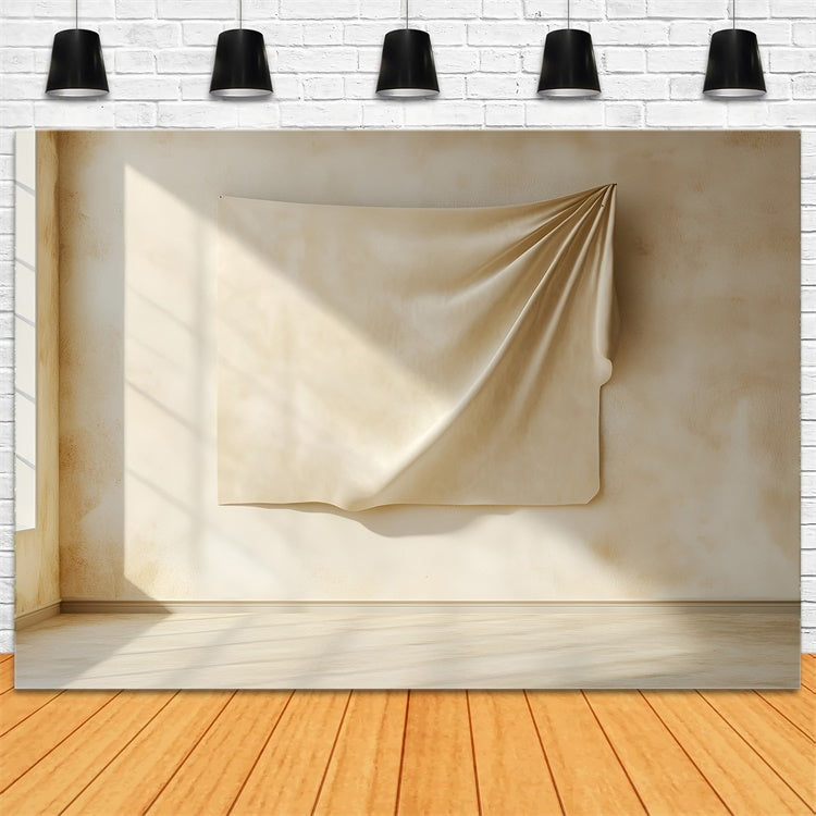 Fond Boudoir Drapé Beige Artistique Minimaliste BRP1-490