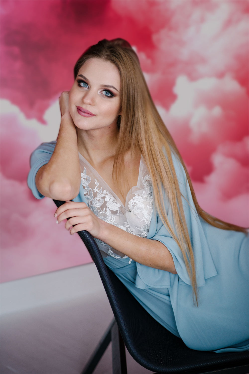 Toile de fond Boudoir Nuages Roses Fluffy Photographie BRP1-491